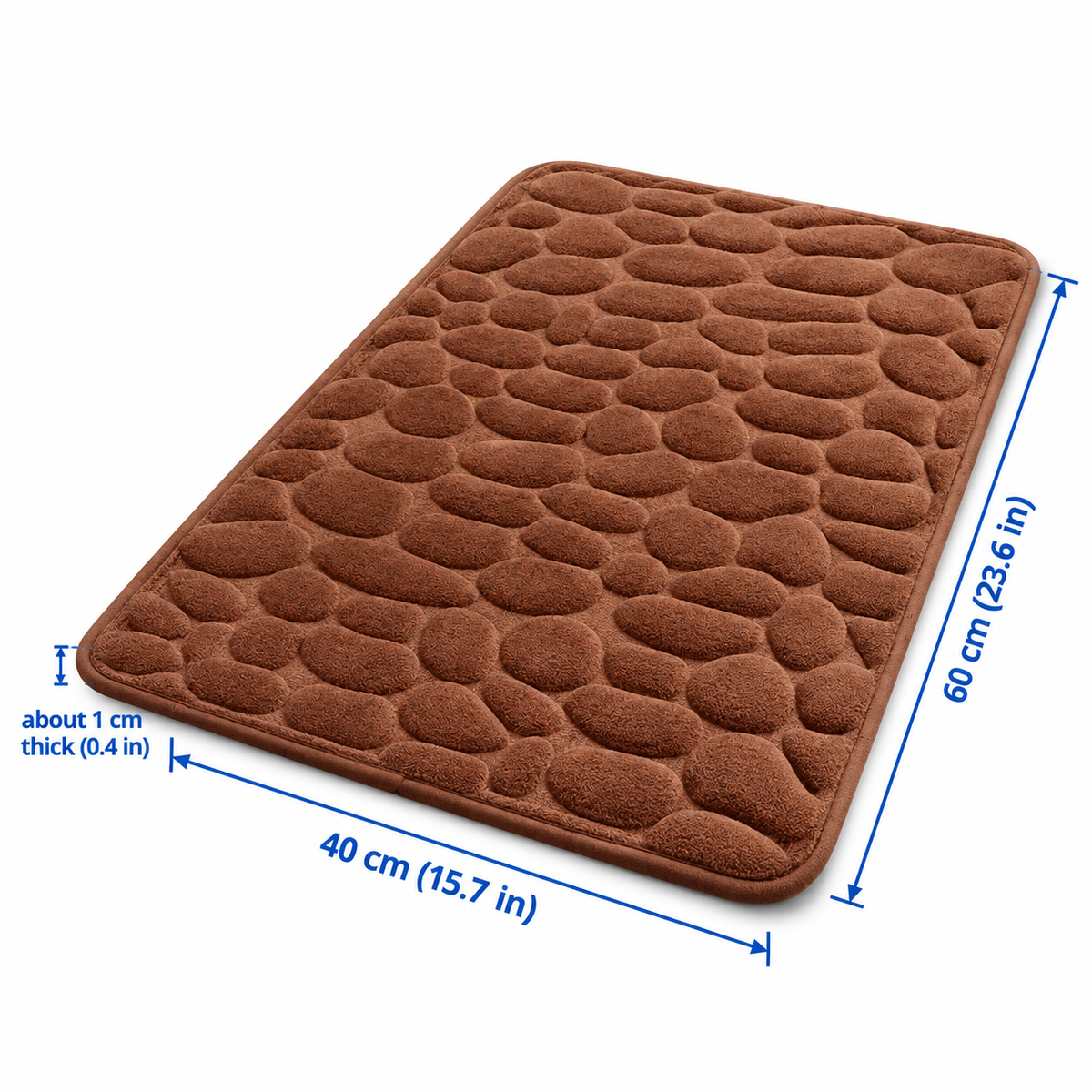 Coffee brown bath mat size guide: 60 x 40 cm