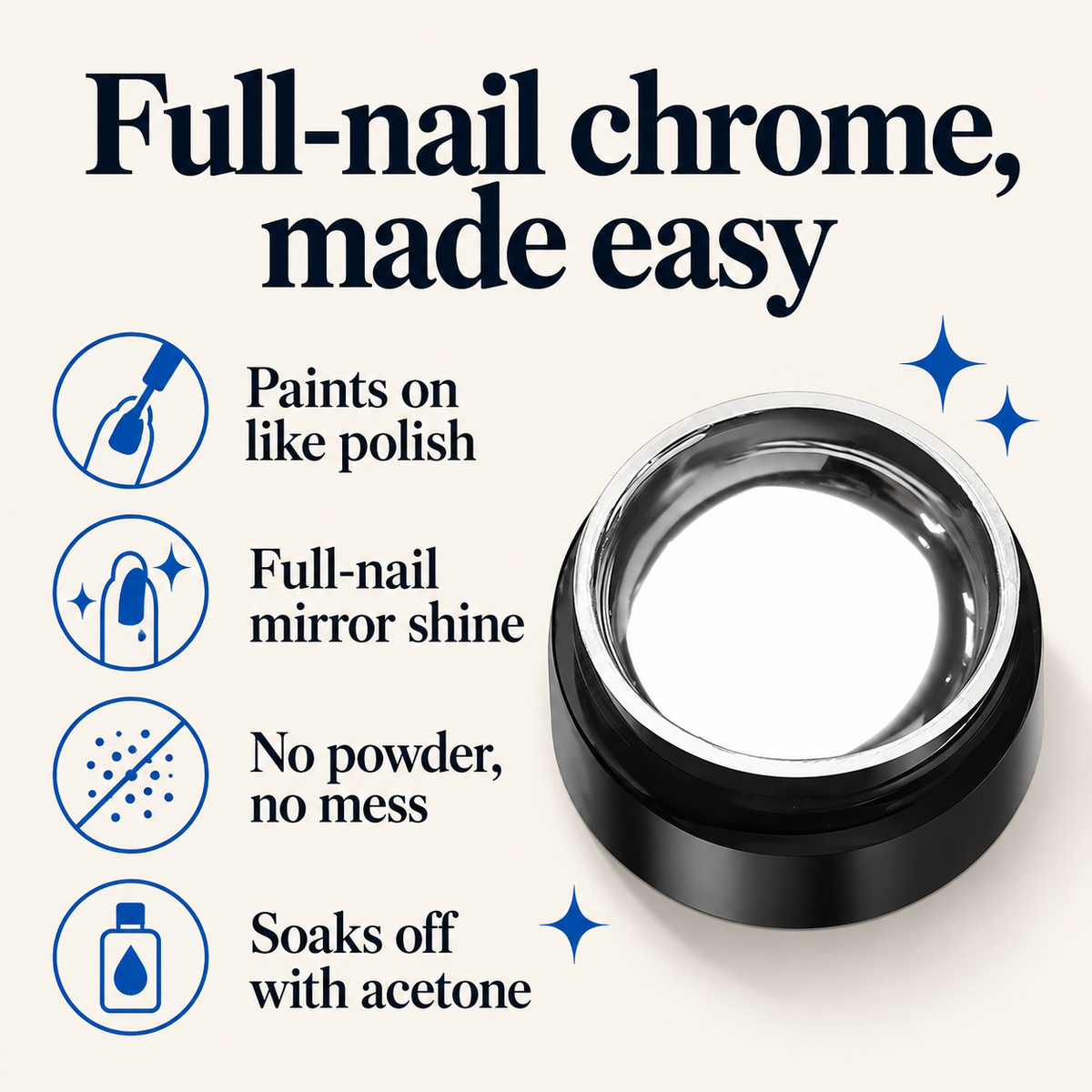 Full-nail chrome made easy benefits graphic