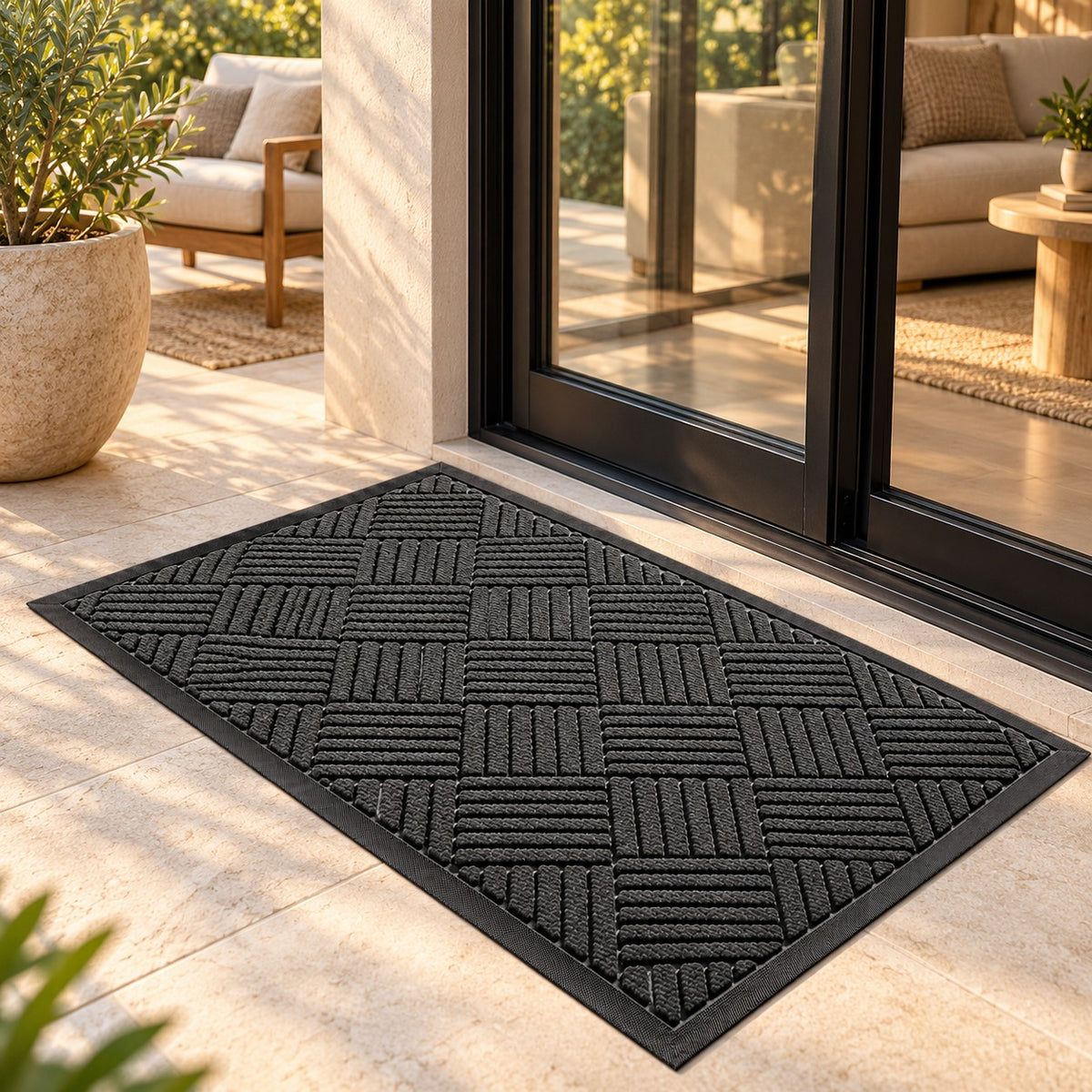Door mat at a patio slider