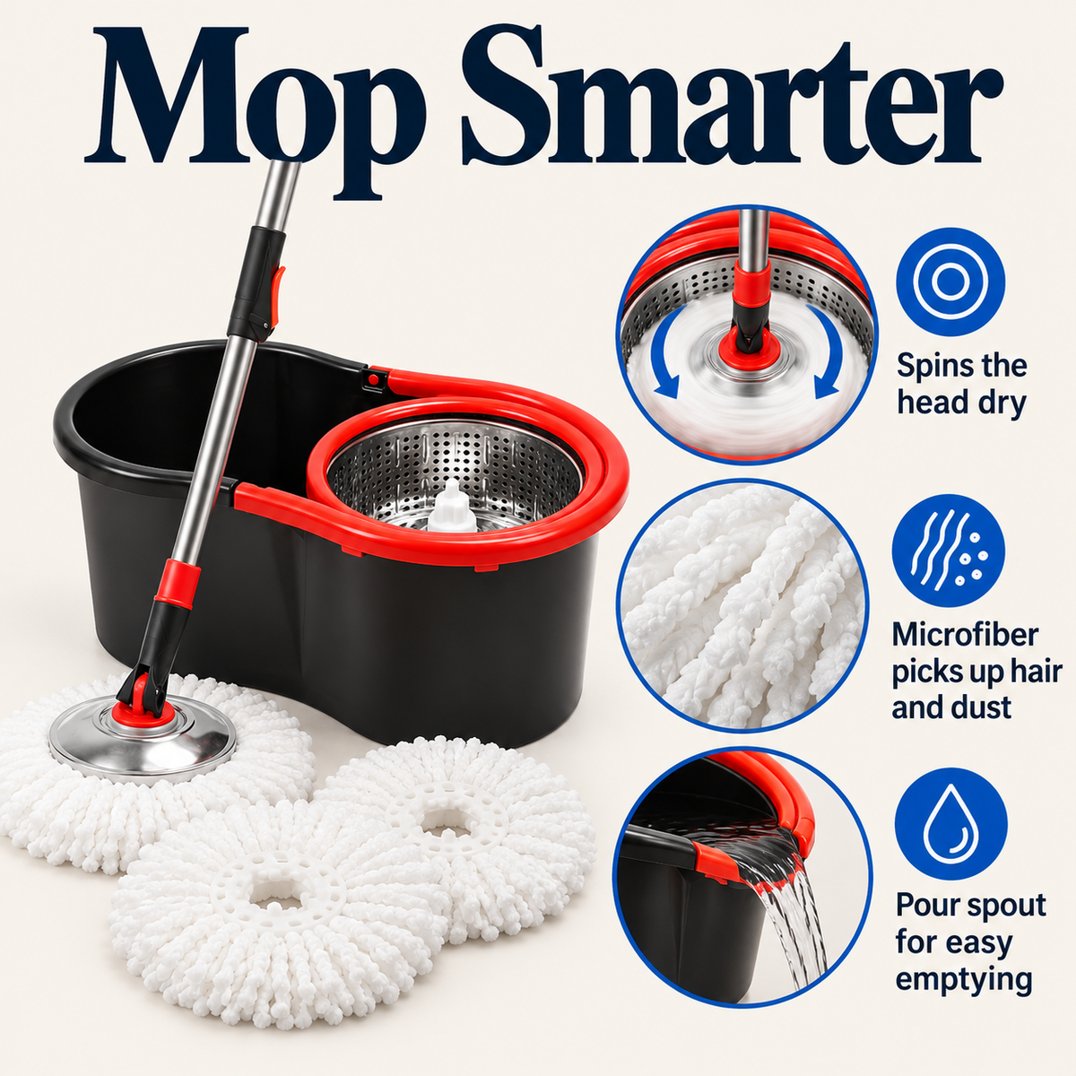 Spin mop set features