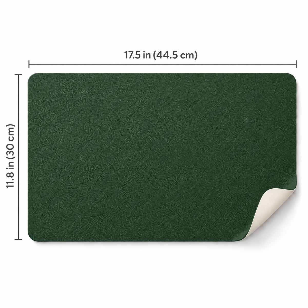 Green placemat size: 17.5 x 11.8 in (44.5 x 30 cm)