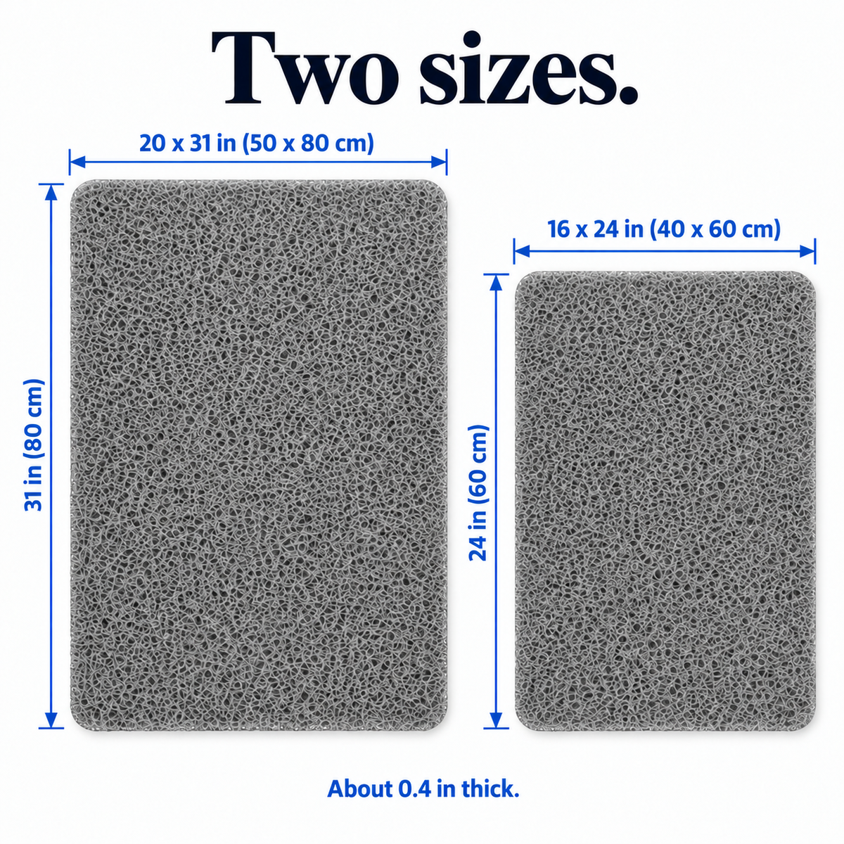 Gray shower mat size guide