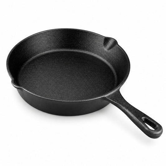 Black pre-seasoned cast iron skillet, 16 cm
