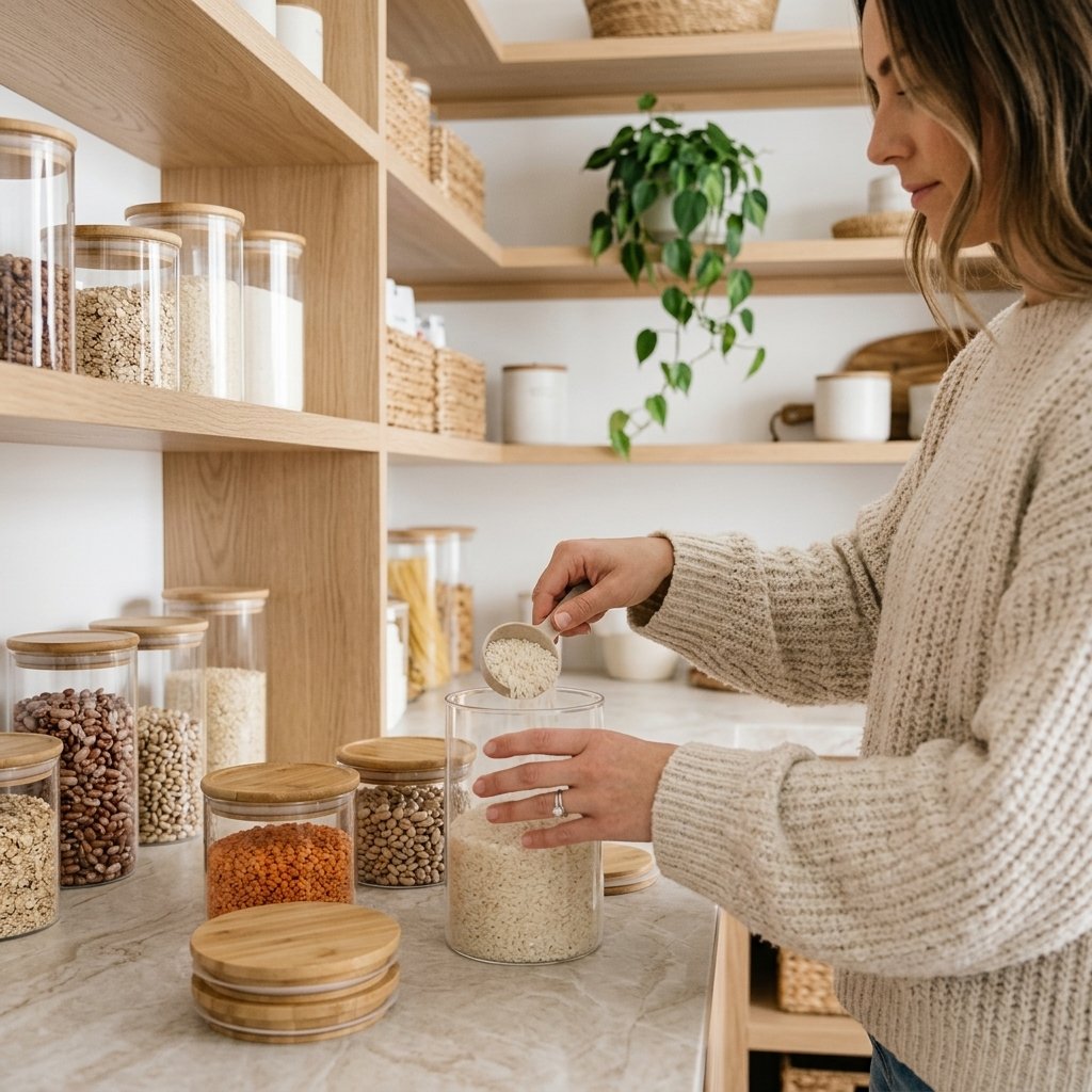 Filling glass pantry containers