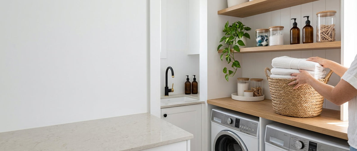 Organized laundry shelf