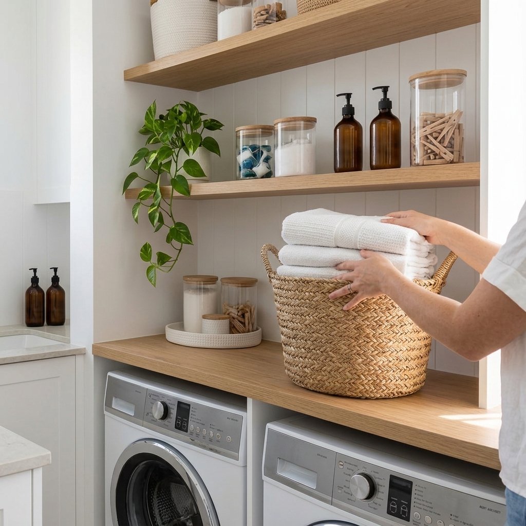 Organized laundry shelf