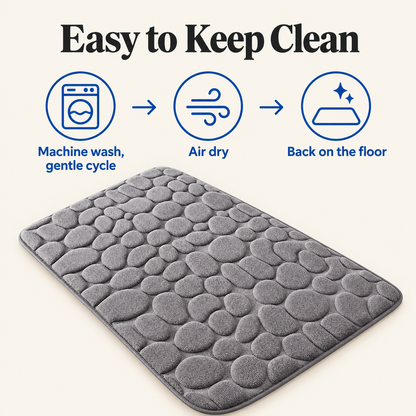 Easy to keep clean: machine wash, air dry, back on the floor