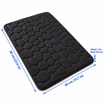 Black bath mat size guide: 60 x 40 cm