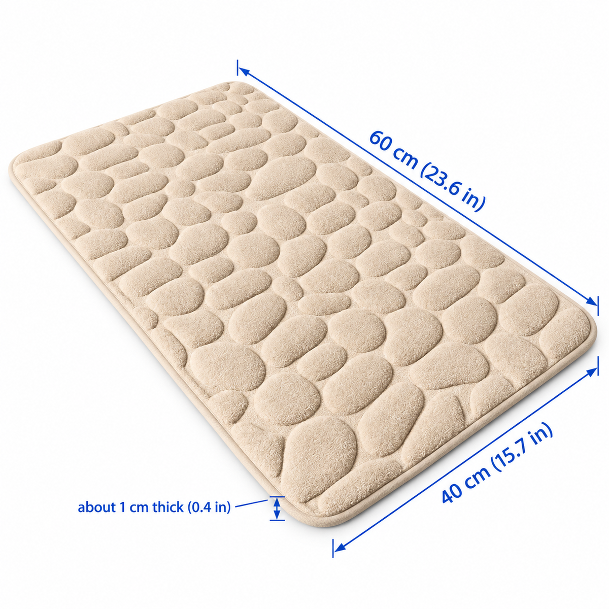 Cream bath mat size guide: 60 x 40 cm