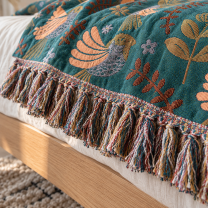 Tassel fringe on the bird throw