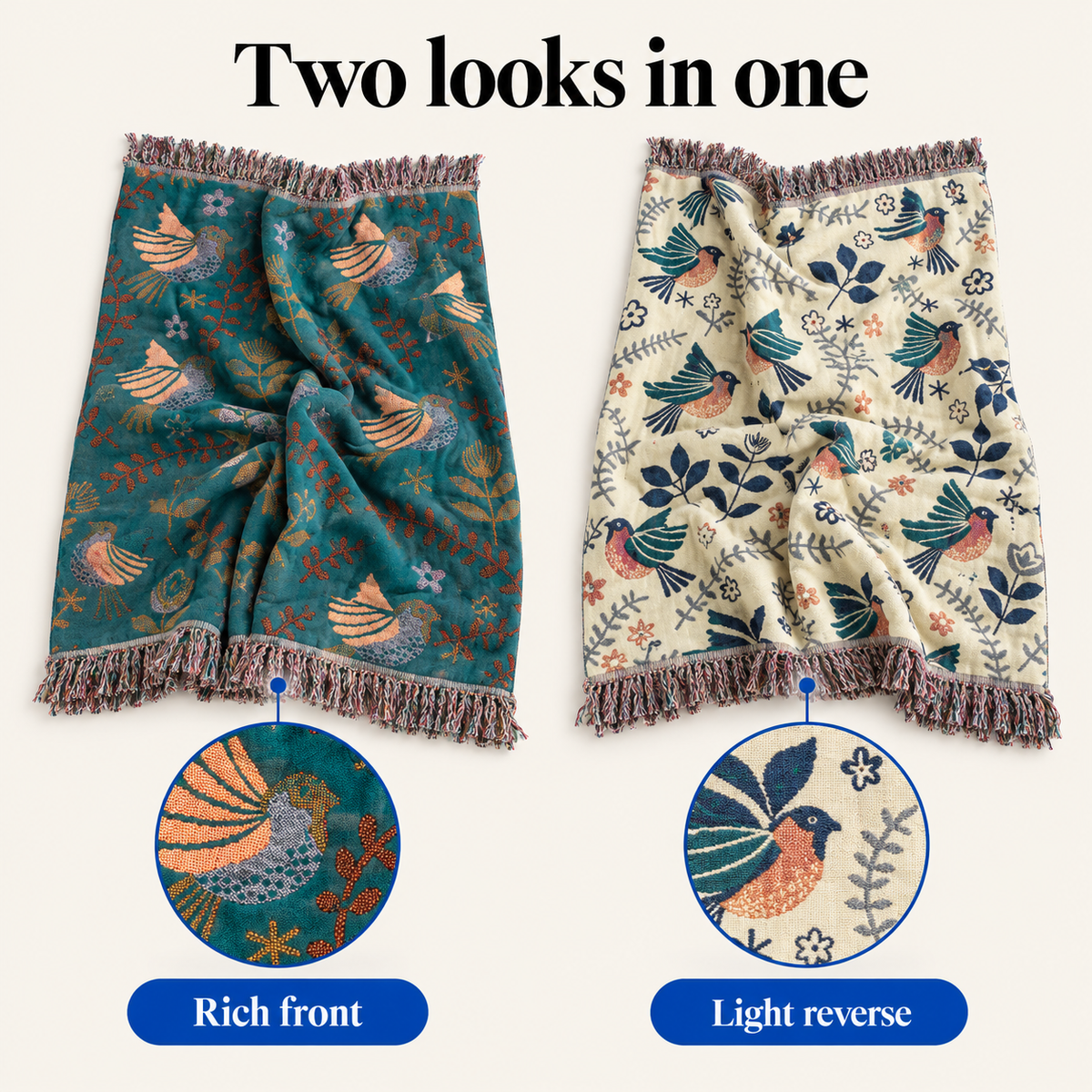 Two looks in one: rich front, light reverse