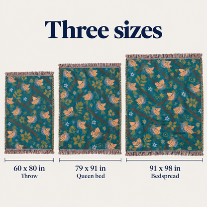 Blue Bird throw in three sizes