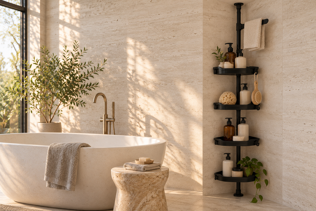A calmer shower starts in the corner