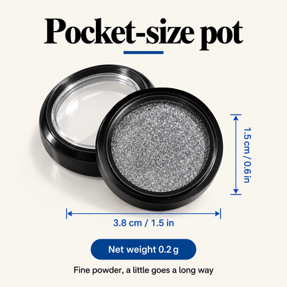 Chrome nail powder pot dimensions: 3.8 cm wide, 1.5 cm tall, net weight 0.2 g