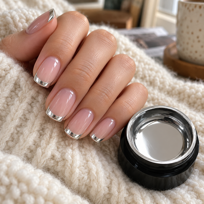 Chrome French tip manicure