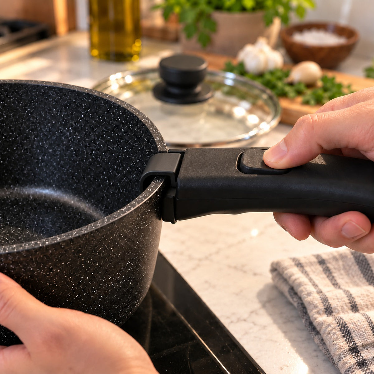 Click on, cook, click off