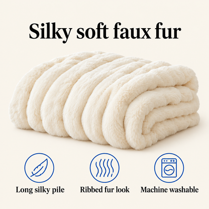 Silky soft faux fur: long silky pile, ribbed fur look, machine washable