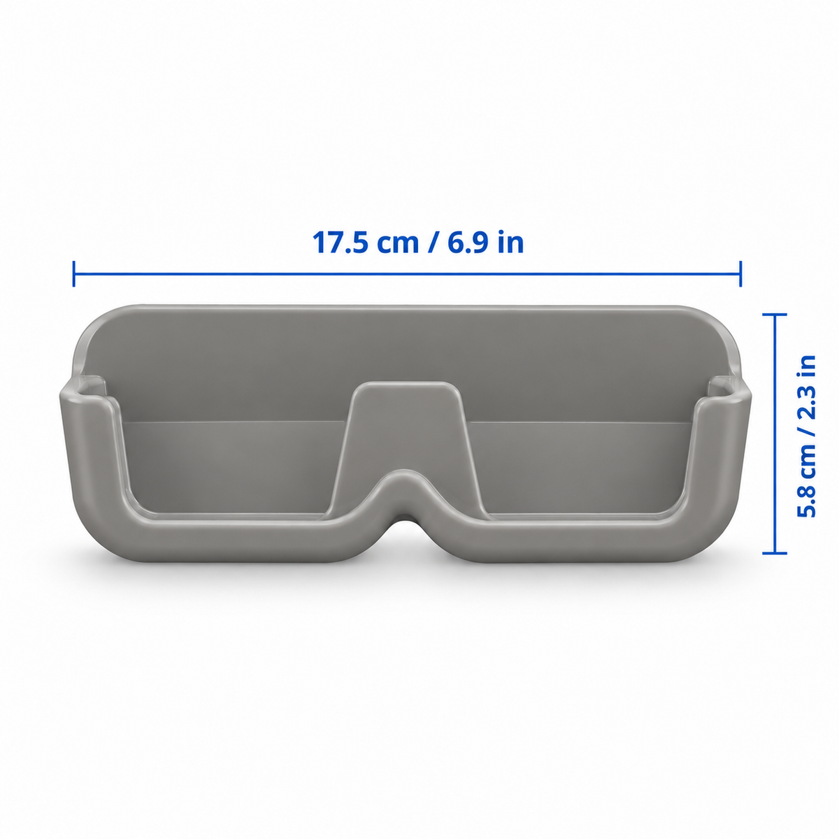 Gray glasses holder size 17.5 cm by 5.8 cm
