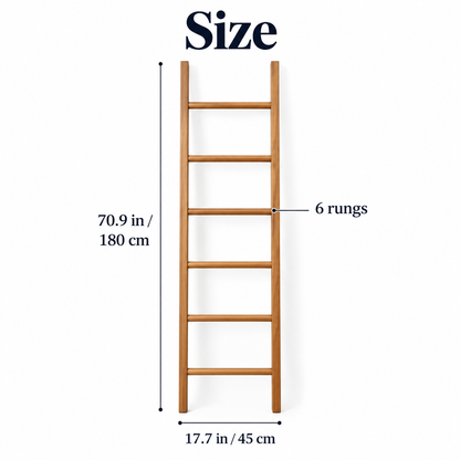Size: 70.9 in (180 cm) tall, 17.7 in (45 cm) wide, 6 rungs