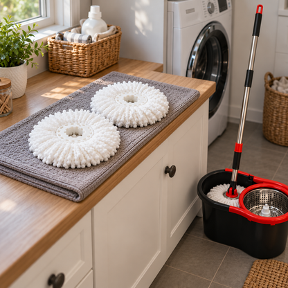 Three microfiber mop heads included