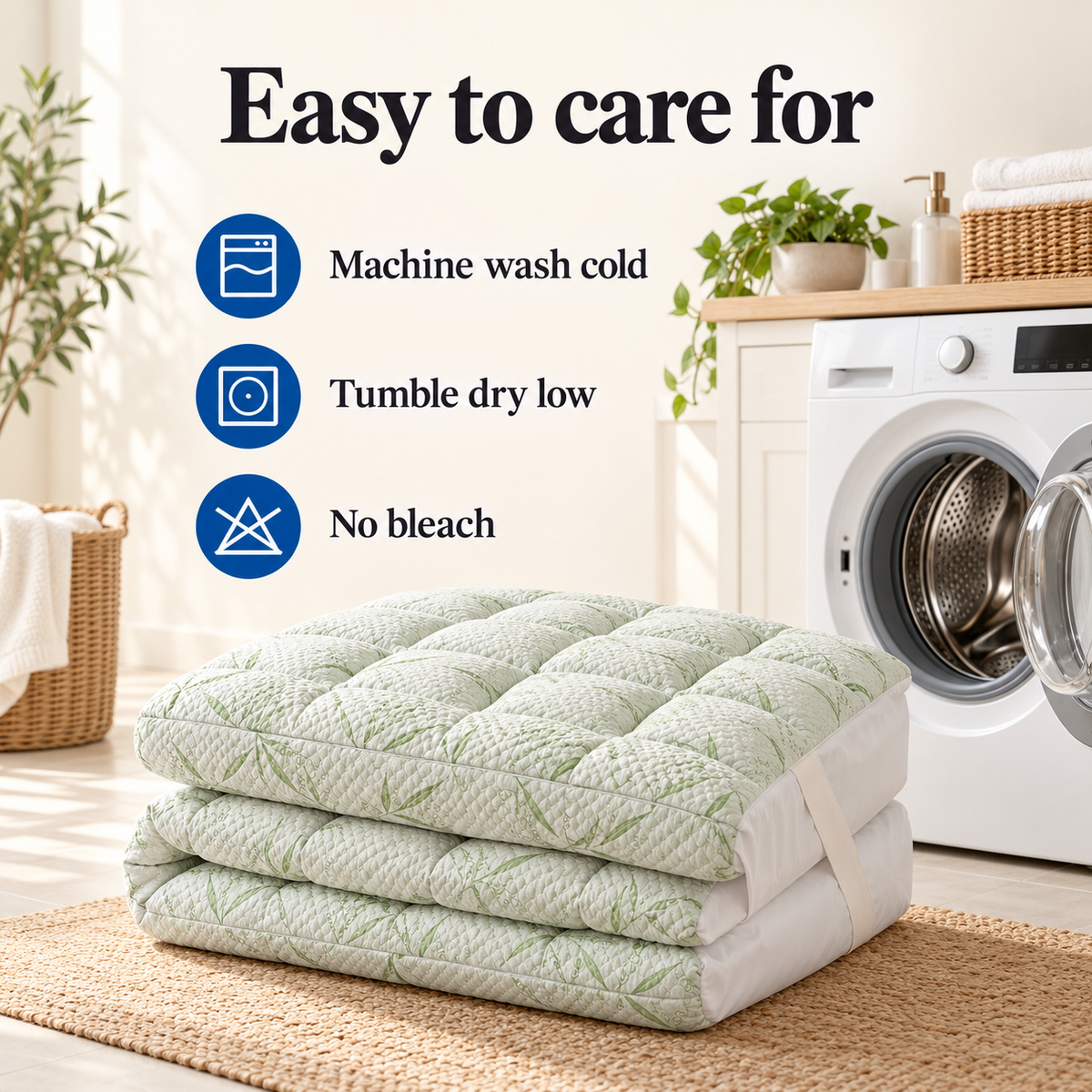 Easy care: machine wash cold, tumble dry low, no bleach