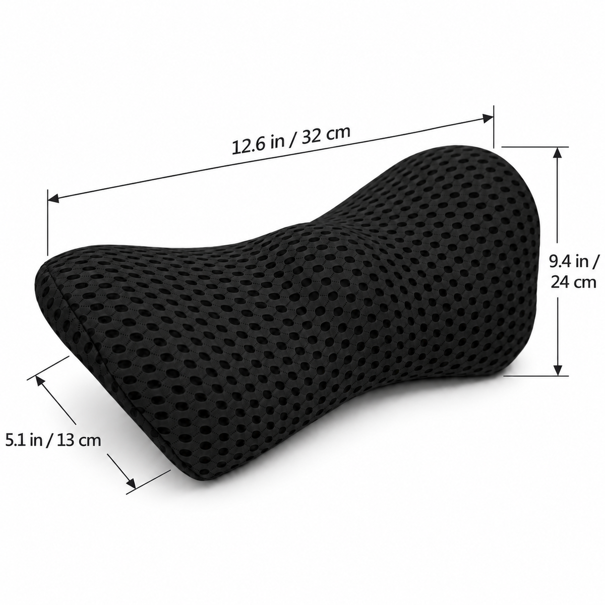 Black lumbar pillow size guide
