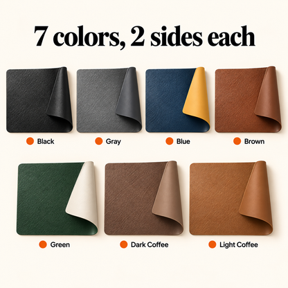 7 placemat colors, 2 sides each: Black, Gray, Blue, Brown, Green, Dark Coffee, Light Coffee