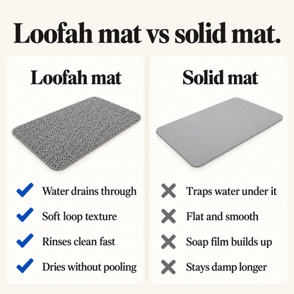Loofah-texture shower mat versus a regular mat