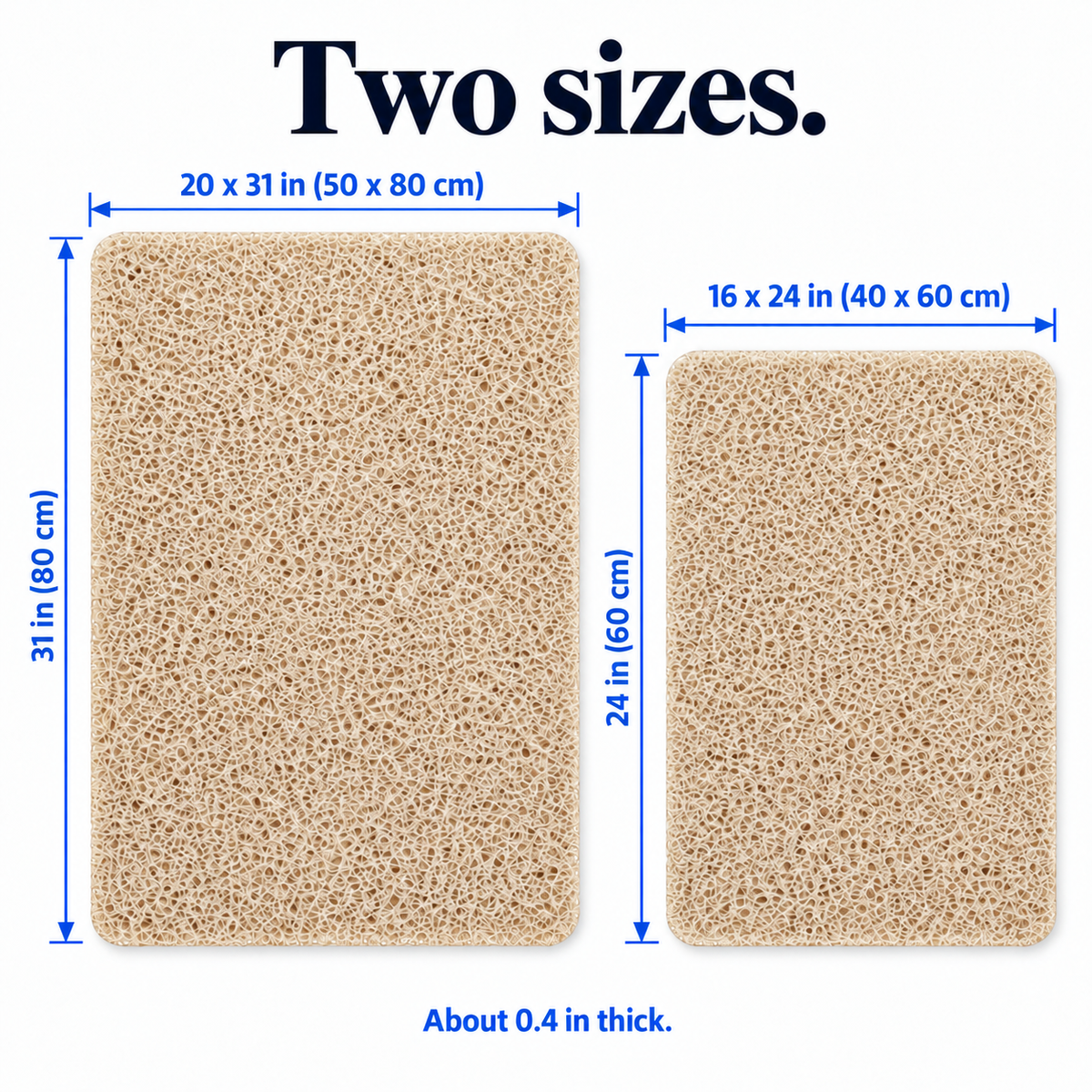 Beige shower mat size guide