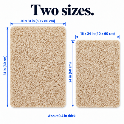 Beige shower mat size guide