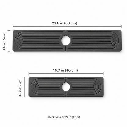 Dark grey sink mat sizes: 23.6 x 3.9 in (60 x 10 cm) and 15.7 x 3.9 in (40 x 10 cm), 0.39 in thick