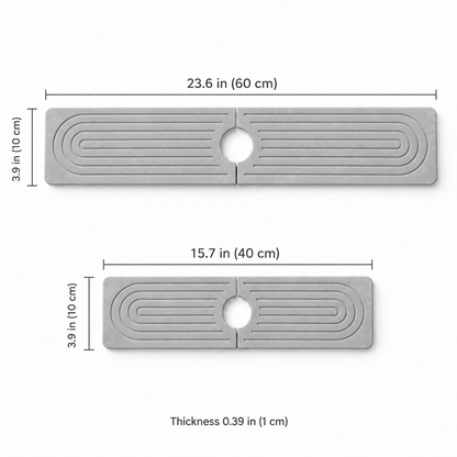 Light grey sink mat sizes: 23.6 x 3.9 in (60 x 10 cm) and 15.7 x 3.9 in (40 x 10 cm), 0.39 in thick