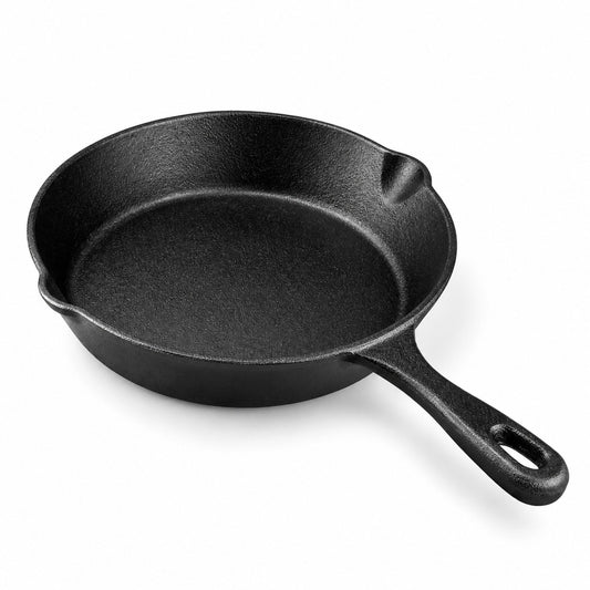 Black pre-seasoned cast iron skillet, 14 cm