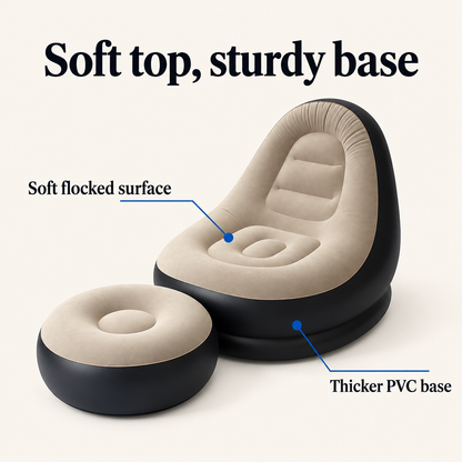 Soft flocked surface on top and a thicker PVC base