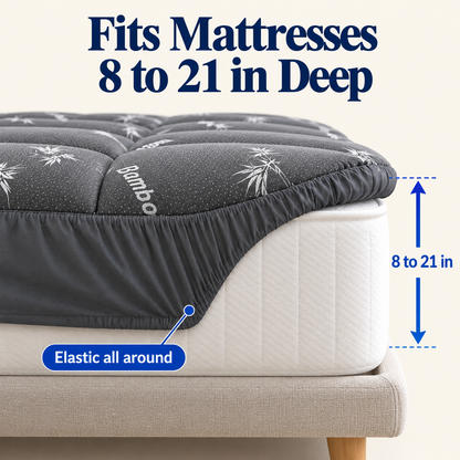 Stretch skirt fitting a deep mattress