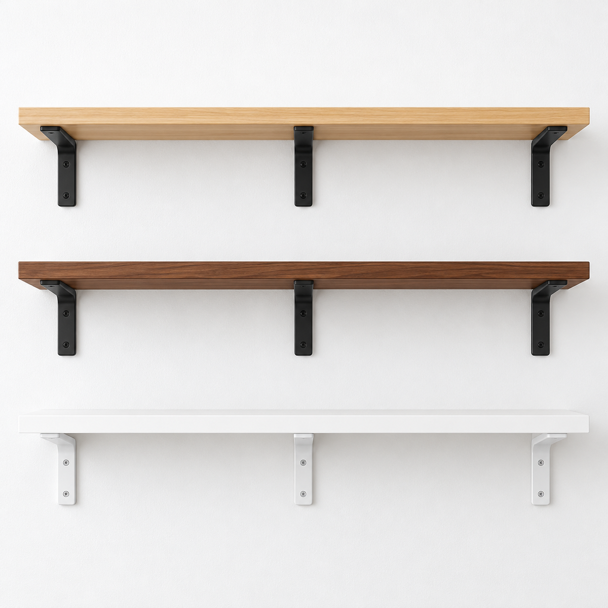 Wall shelf in Natural Wood, Walnut and White
