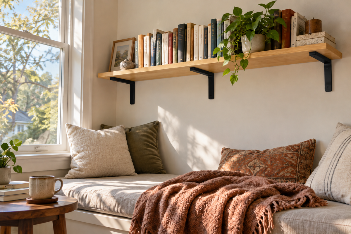 Room for books, plants and small decor