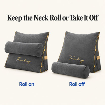 Wedge pillow neck roll that buttons on or comes off